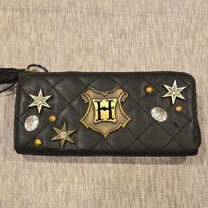 Harry Potter Black Quilted Wallet with Gold and Silver Accents